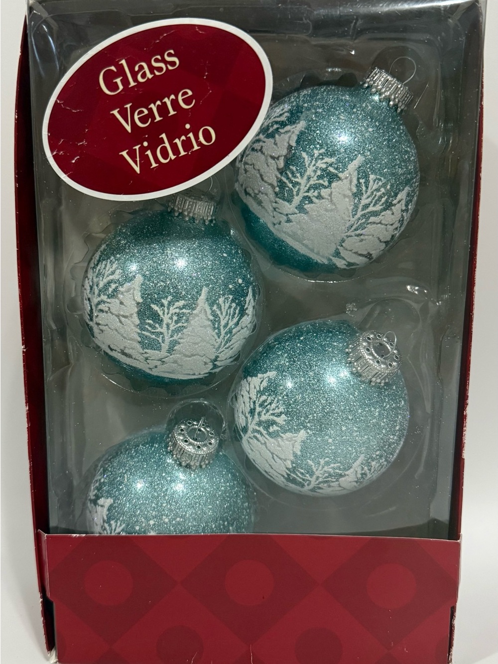 Holiday Living 4-Pack Glass Winter Scene Ornament Set